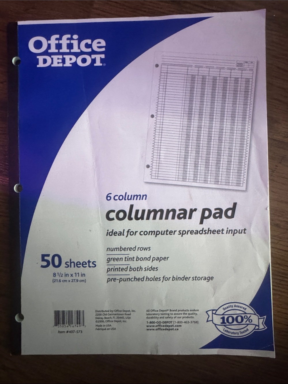 Blue & White Columnar Pad - 6 Column, 50 Sheets C1.RBk.M